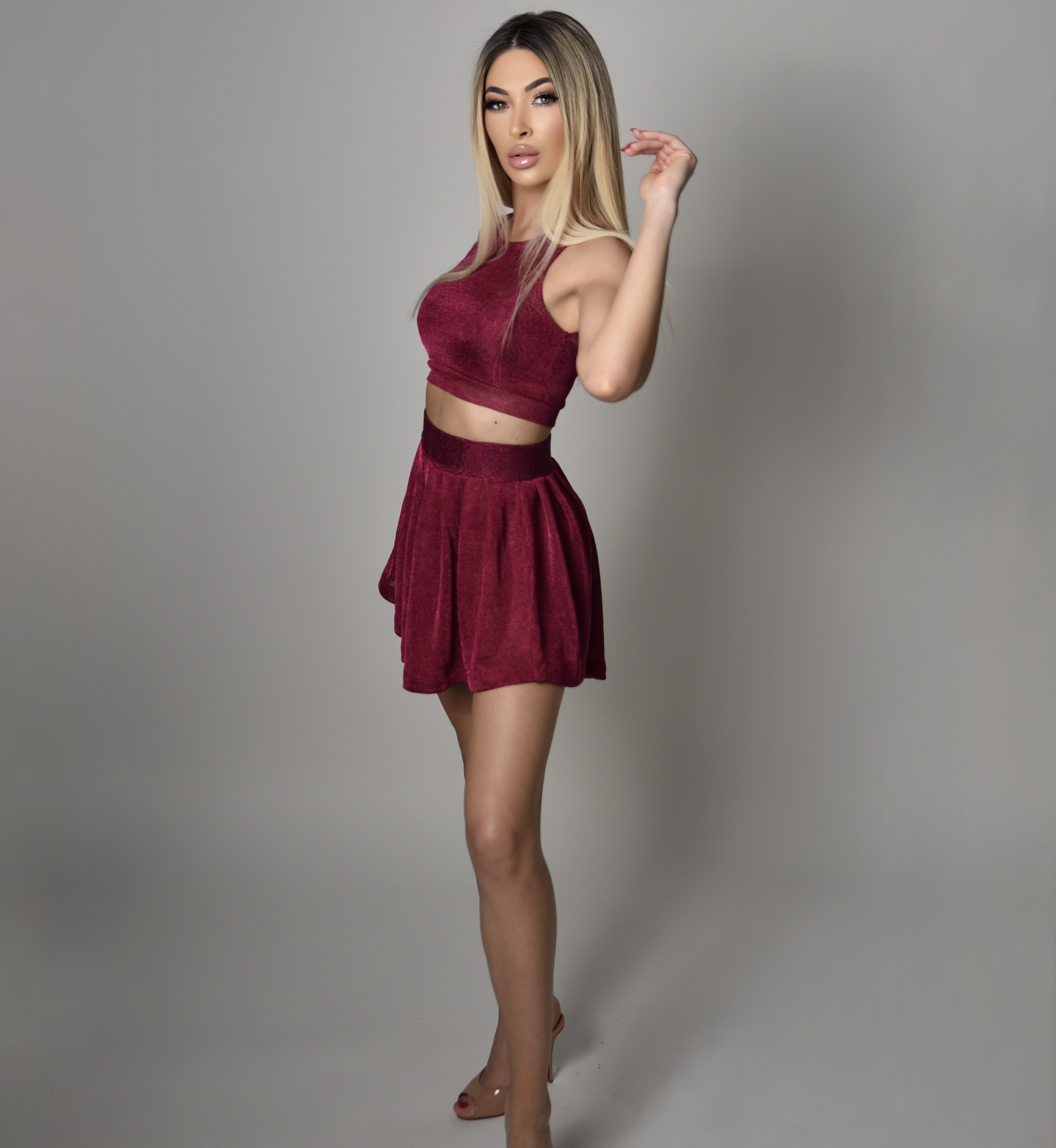 Burgundy sparkling set 