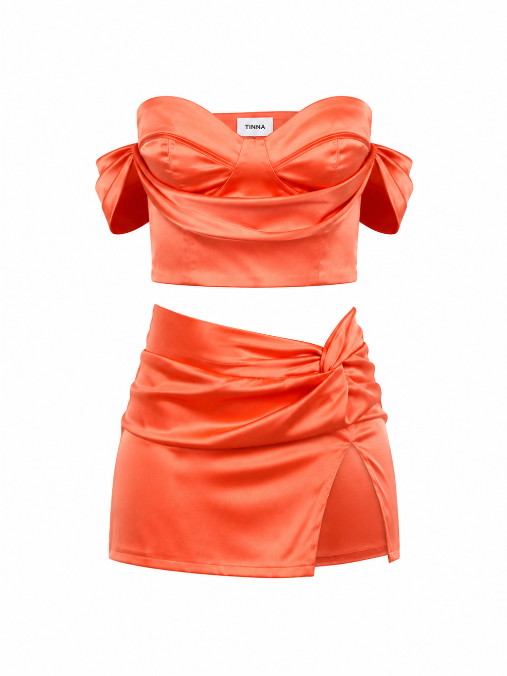 Orange satin co-ord set