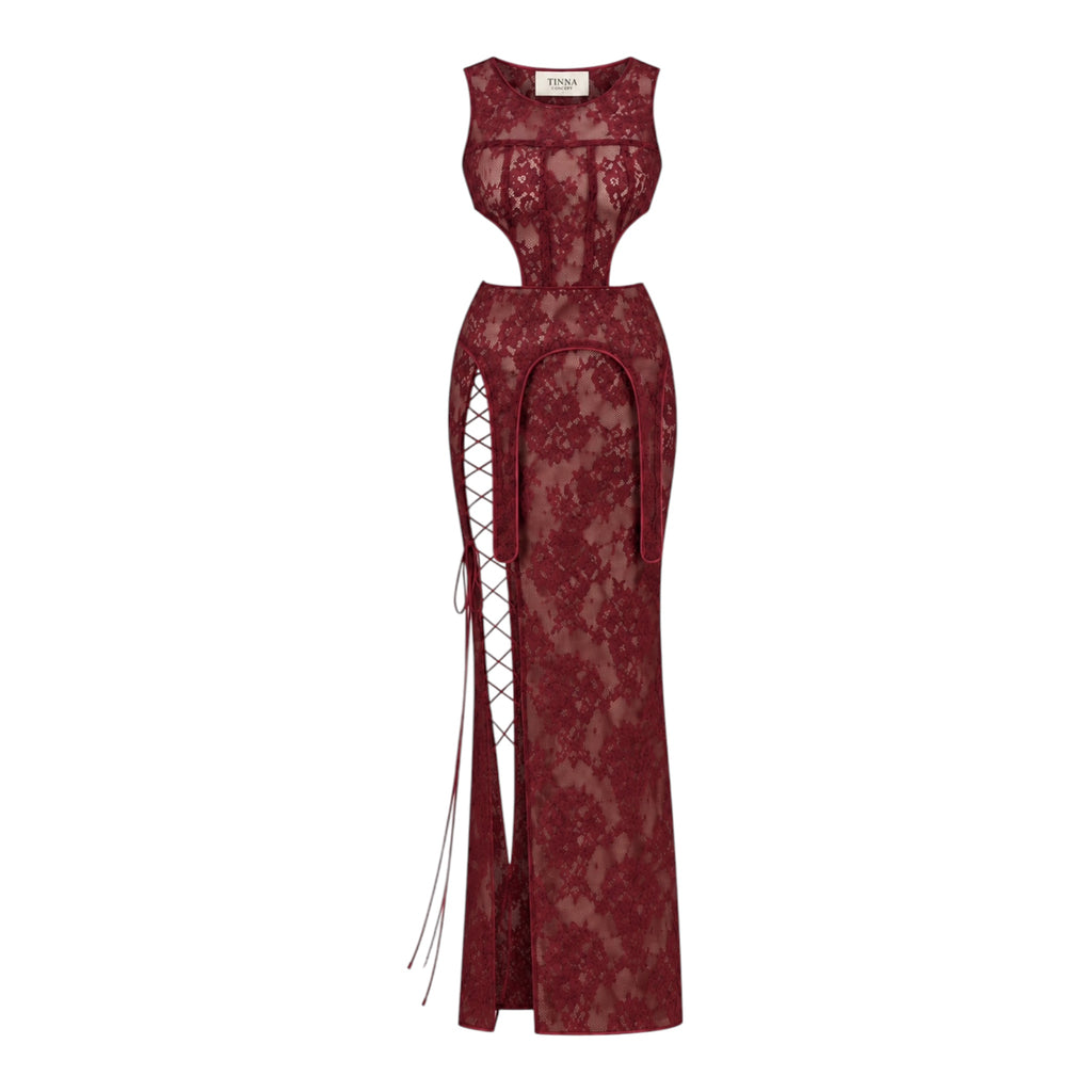 Burgundy lace dress