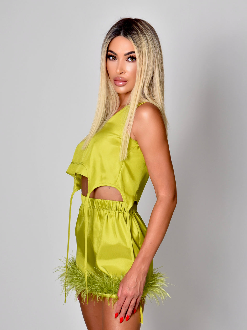 Feather satin set