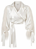 Satin feather jacket