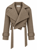 Cropped textured beige coat