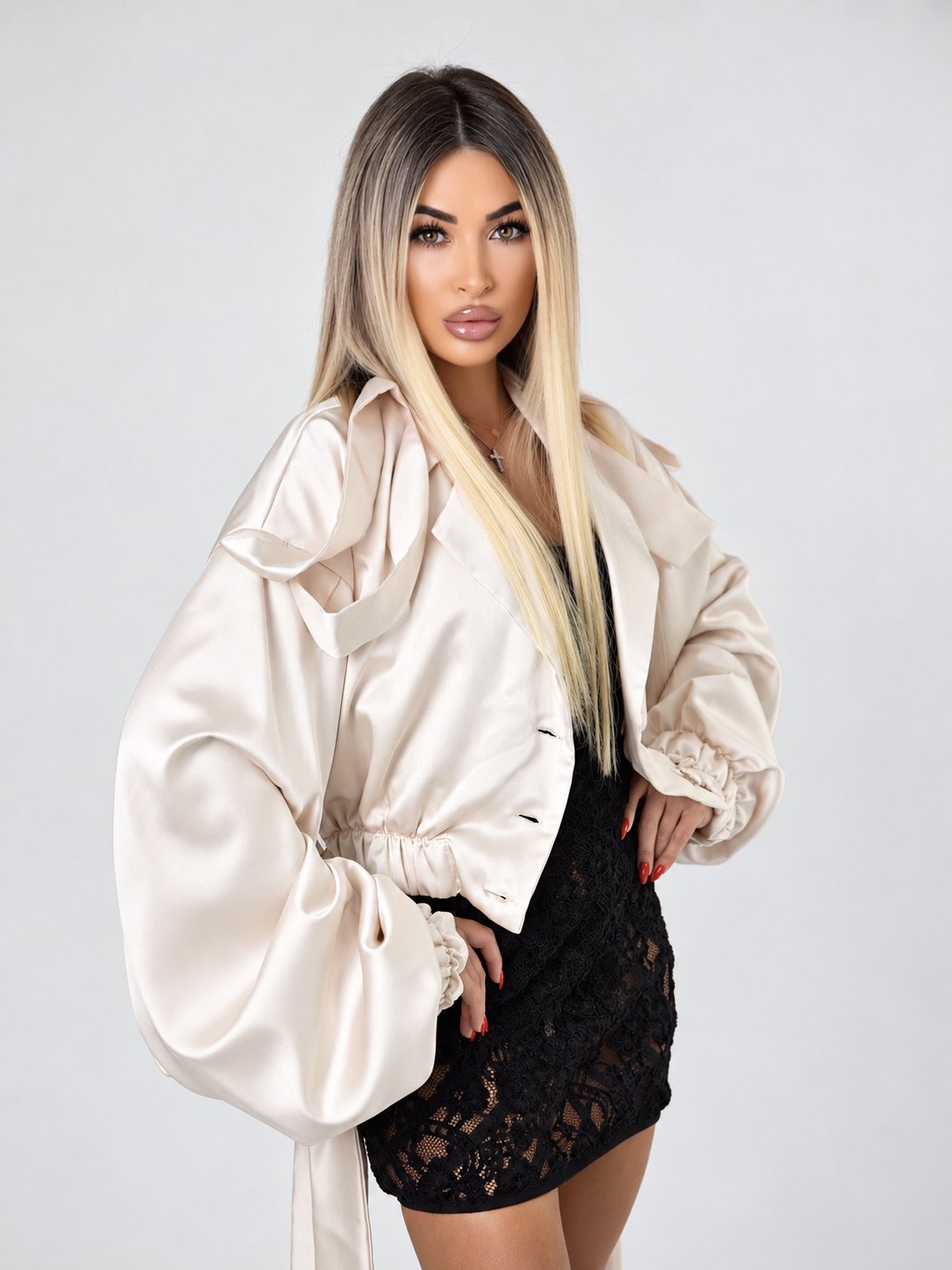 Ivory arm details jacket