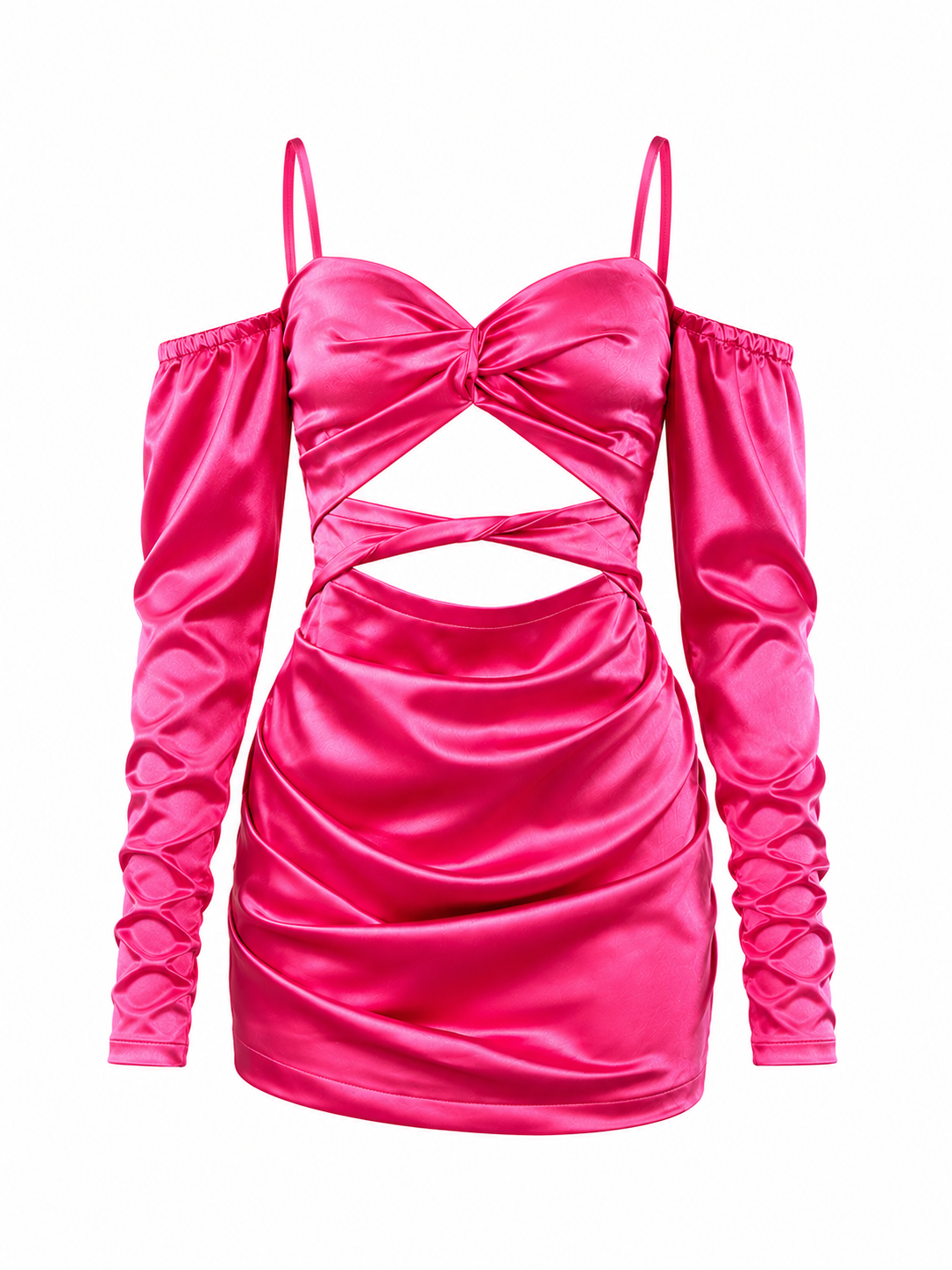 Pink satin mini dress