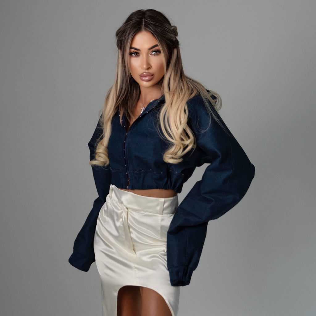 Denim cropped jacket