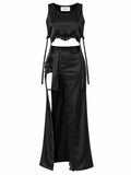 Black satin co-ord