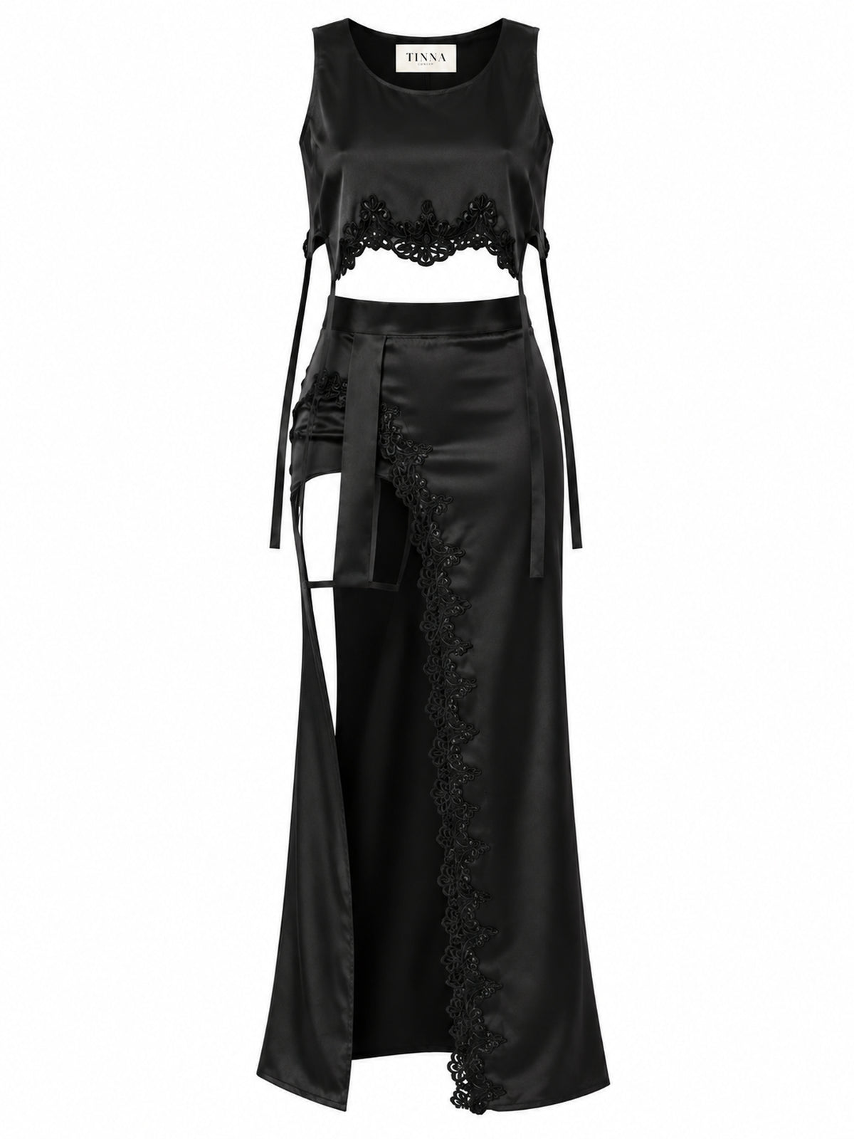 Black satin co-ord