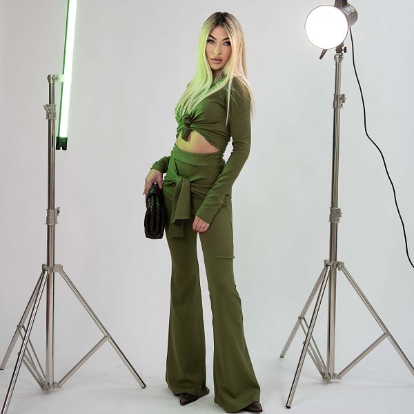 Two -piece olive green set 