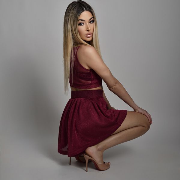 Burgundy sparkling set 